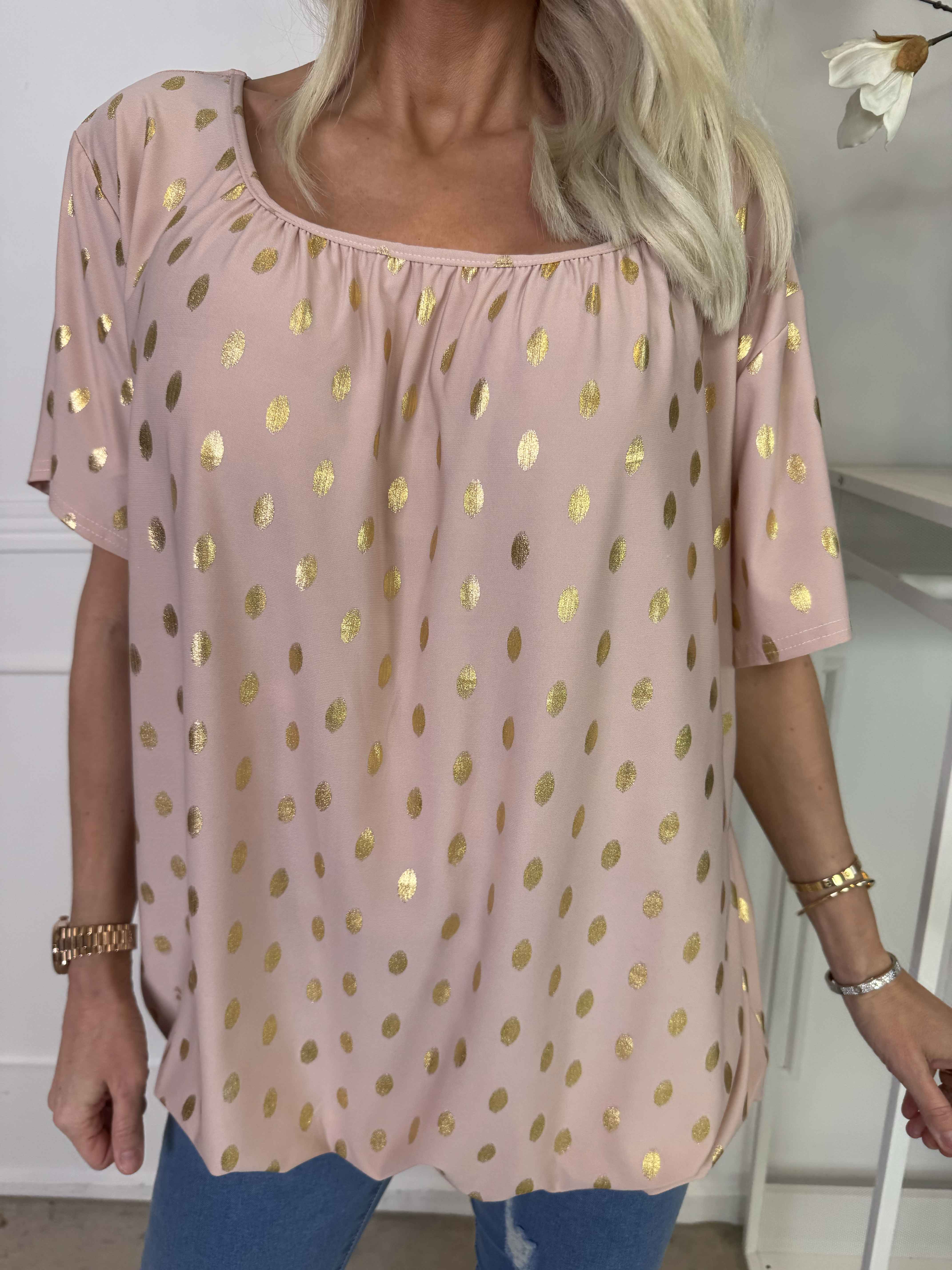 Miracle Dot T-shirt - Elastisk bluse med guld dutter på